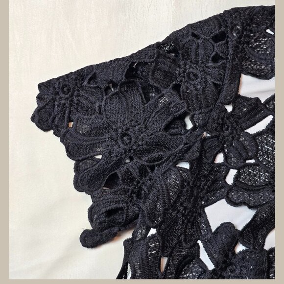 Calvin Klein Black Floral Lace Overlay Sheath Dress – Short Sleeve – Size 6 - Picture 5 of 6